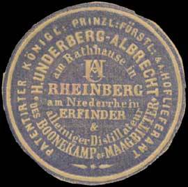 Erfinder H. Underberg-Albrecht alleiniger Distillateur des Boonekamp