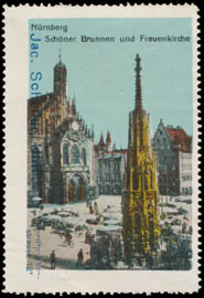 Schöner Brunnen und Frauenkirche in Nürnberg