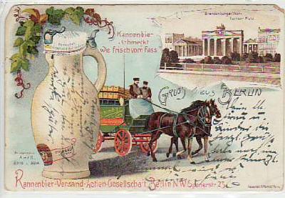 Berlin Tiergarten Kannenbier-Versand Brauerei Werbung ca 1900