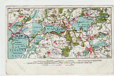 Plön Gremsmühlen Eutin Malente Landkarte Holstein 1911