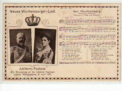 Adel Monarchie König Württemberg Liederkarte Stuttgart 1911