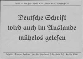 Deutsche Schrift wird auch im Auslande mühelos gelesen
