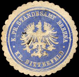 Königlich Preussische Standesamt Brehna - Kreis Bitterfeld