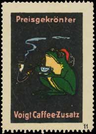 Frosch trinkt Voigt Kaffee-Zusatz
