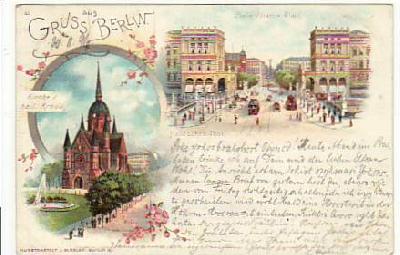 Berlin Kreuzberg Belle-Alliance-Platz Litho 1896