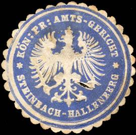 Königlich Preussisches Amts - Gericht - Steinbach - Hallenberg