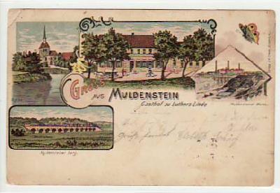 Muldenstein Gasthof und Werke Litho 1901
