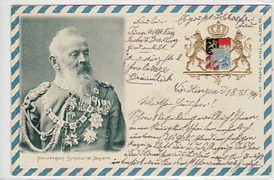 Adel Monarchie Prinz-Regent Luitpold von Bayern 1901 Prägekarte