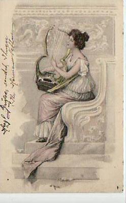 Musikinstrumente Musiker Harfe Jugendstil 1903