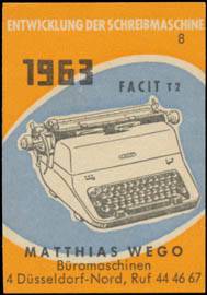 1963 Facit T 2 Schreibmaschine