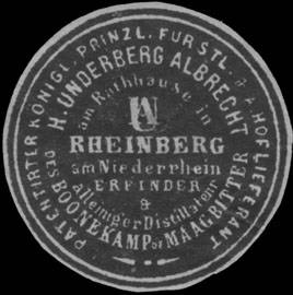 Erfinder H. Underberg-Albrecht alleiniger Distillateur des Boonekamp