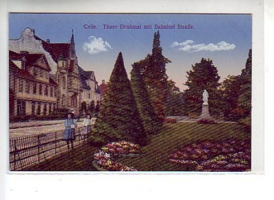 Celle Thaer Denkmal und Strasse ca 1915