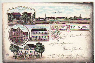 Atzendorf bei Stassfurt-Staßfurt Litho Ansichtskarte 1898