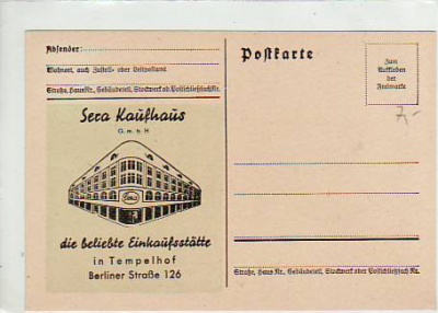 Berlin Tempelhof Sera Kaufhaus,Stempel Gera Tag der Briefmarke