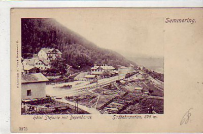 Semmering Südbahn-Bahnhof,Eisenbahn ca 1900 Österreich