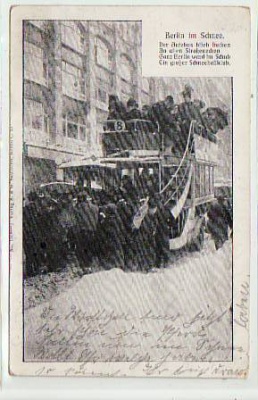Berlin im Schnee Autobus bleibt stecken 1907