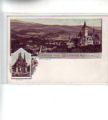 Wernigerode Harz Litho Ansichtskarte ca 1900