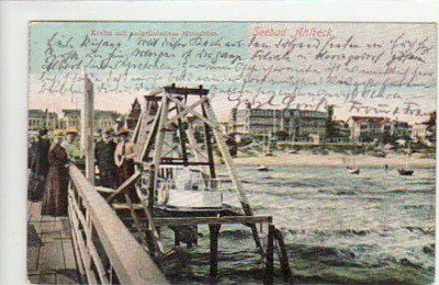 Ostseebad Ahlbeck Kran mit Motorboot 1904