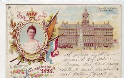 Amsterdam Litho Adel,Monarchi Königin 1898 Niederlande