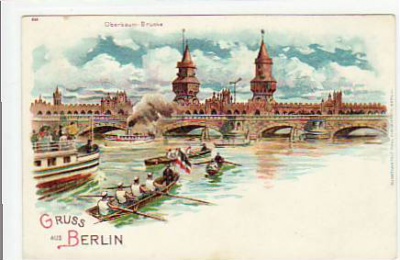 Berlin Friedrichshain Rudern,Ruder-Sport Litho ca 1900