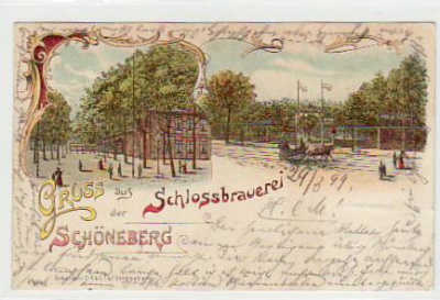 Berlin Schöneberg Schloss-Brauerei Litho 1899