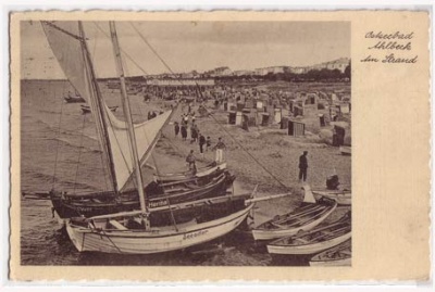 Ahlbeck Segelboote am Strand 1933