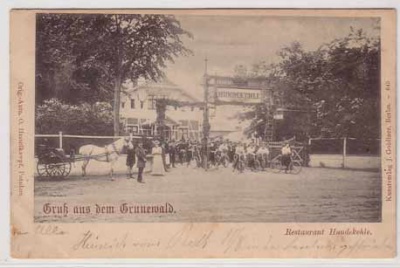 Berlin Grunewald Restaurant Hundekehle mit Pferdekutsche 1898