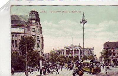 Berlin Mitte ,Strassenbahn,Potsdamer Platz und Bahnhof 1909