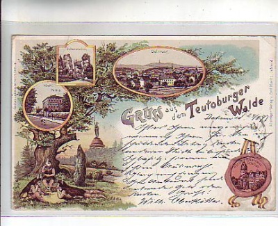 Detmold Teutoburger Wald,Externstein Litho 1897