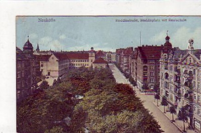 Berlin Neukölln Boddinstraße mit Schule 1917