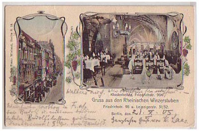 Berlin Mitte Reinische Winzerstube 1905