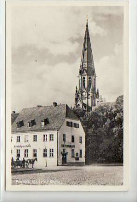 Pritzwalk Markt mit Kirche 1954