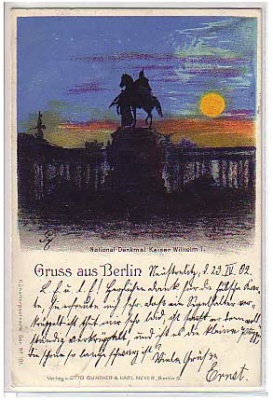 Berlin Mitte Litho Kaiser Wilhelm Denkaml 1902