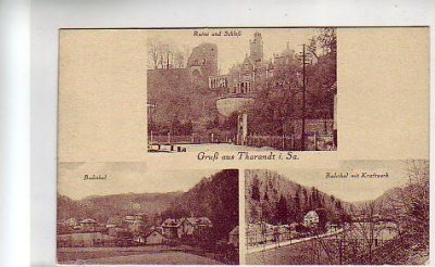 Tharandt in Sachsen Schloss und Badethal mit Eisenbahn-Line