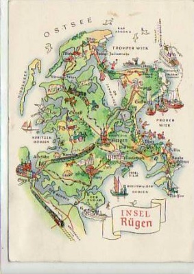 AK als Landkarte Bergen,Sassnitz,Lohme,Gingst auf Rügen