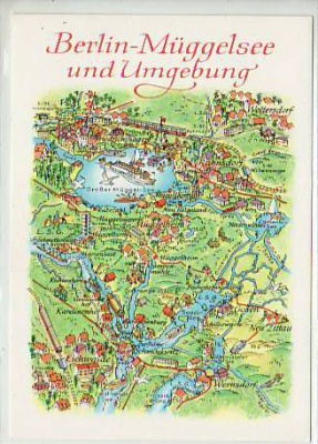 Berlin Müggelsee AK als Landkarte von 1978