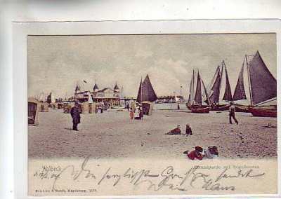 Ahlbeck Strand , Segelboote 1904