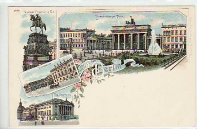 Berlin Mitte Brandenburger Tor und Umgebung Litho ca 1900