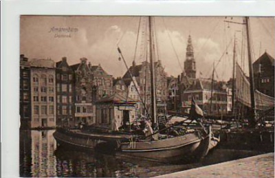 Amsterdam Niederlande Damrak ,Schiffe ca 1915