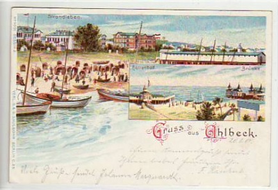 Ostseebad Ahlbeck Litho von 1901