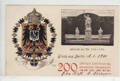 Berlin Tiergarten Albrecht der Bär Wappenkarte 1901