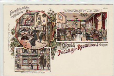 Berlin Mitte Passage Restaurant Litho ca 1900