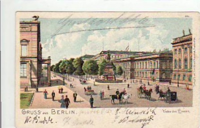 Berlin Mitte Unter den Linden Litho von 1901
