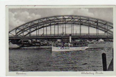 Berlin Spandau Motorschiff und Schulenburg-Brücke 1939