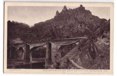Altenahr Eisenbahn-Brücke über die Ahr Burgruine