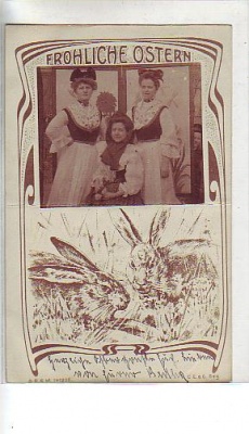 Glückwunsch Frohe Ostern Hasen 1906