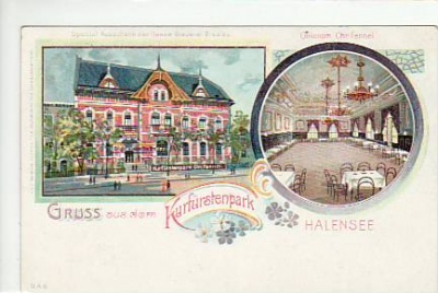 Berlin Wilmersdorf Kurfürstenpark Halensee Litho ca 1900