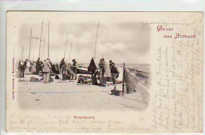 Ostseebad Ahlbeck Fischer am Strand 1901
