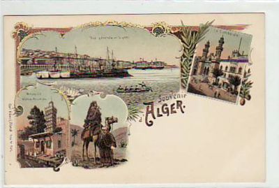 Alger-Algier Litho Ansichtskarte ca 1900 Algerien-Afrika