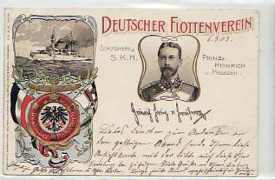 Adel Monarchie Prinz Heinrich Marine Prägekarte 1903